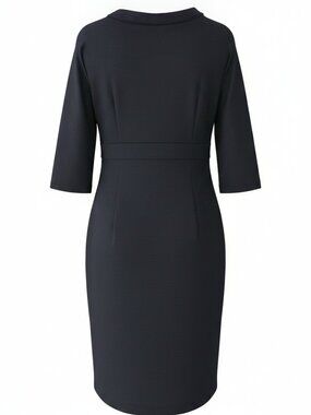 Vintage Barneys New York Italy Wool Dress Size 46/12 Black LBD Career Evening